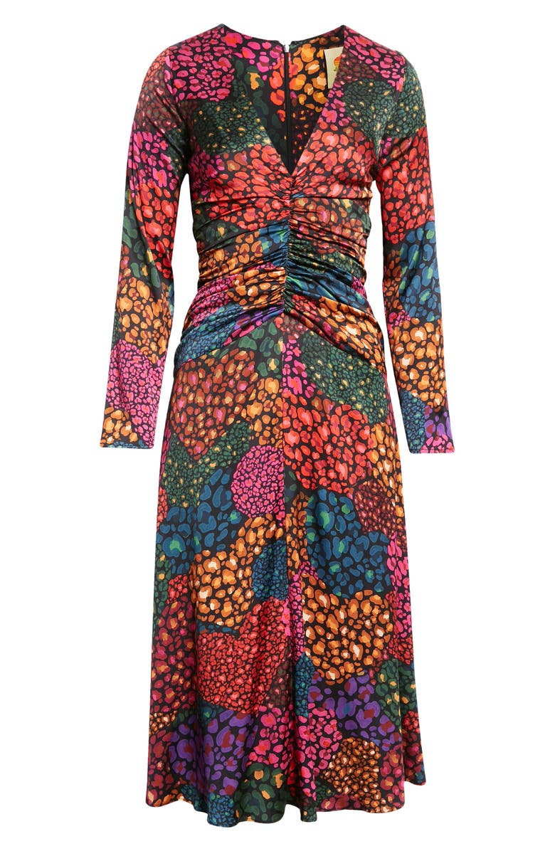 FARM Rio Rainbow Hearts Ruched Long Sleeve Midi Dress, Alternate, color,