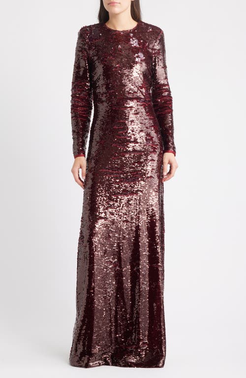 Likely Reese Sequin Long Sleeve Gown In Brown