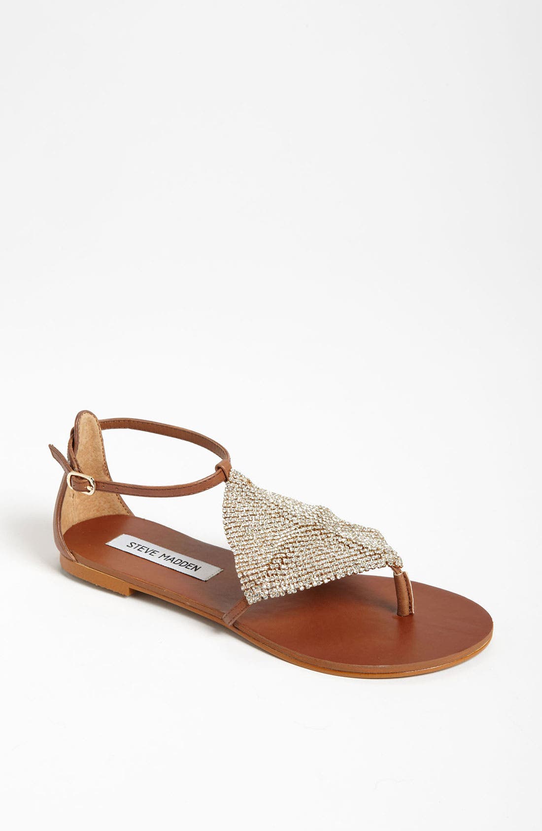 'Shineyy' Sandal, Main, color, GOLD/ COGNAC