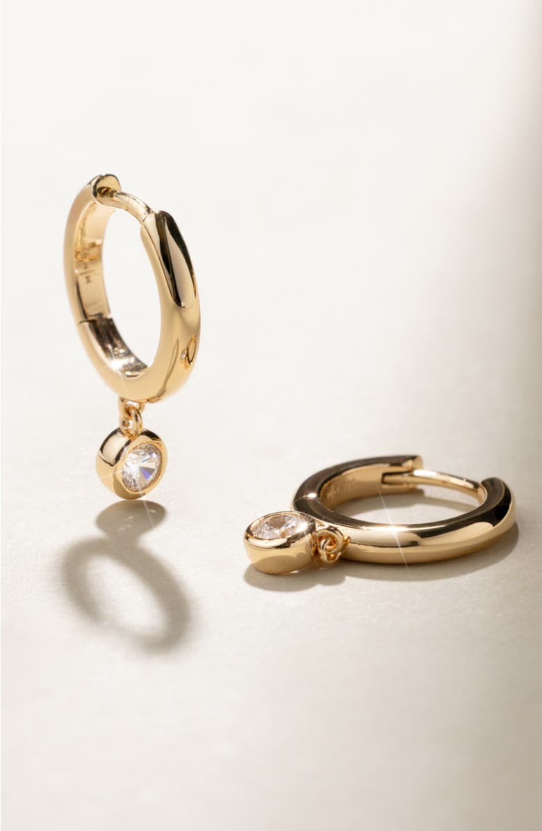 MADE BY MARY CZ Poppy Drop Hoop Earrings, Alternate, color, Gold Vermeil