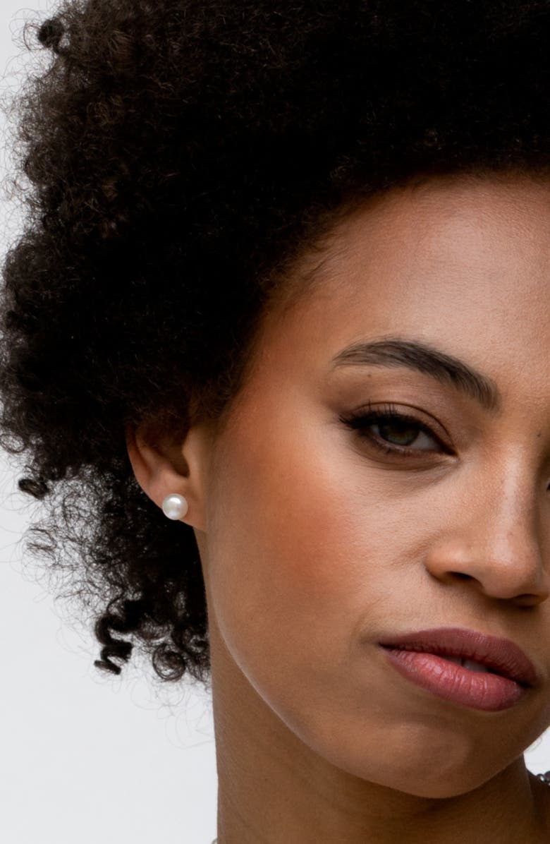 Dower & Hall White Timeless Freshwater Pearl Studs, Alternate, color, Sterling Silver