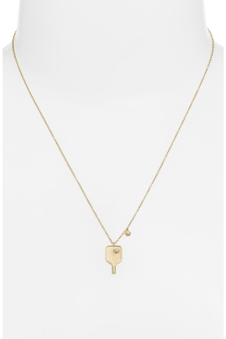 Diamond Pickleball Raquet Pendant Necklace, Alternate, color, GOLD