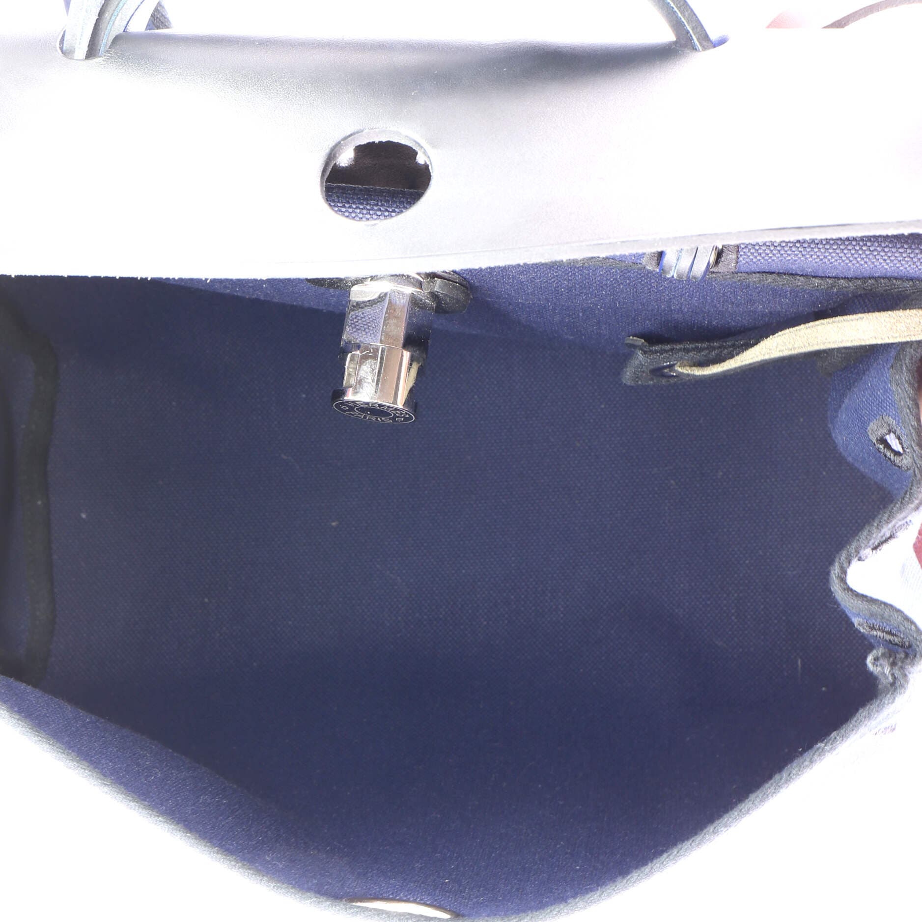 Pre-Owned Hermes Herbag Zip Leather and Toile 31, Alternate, color, Bleu Nuit