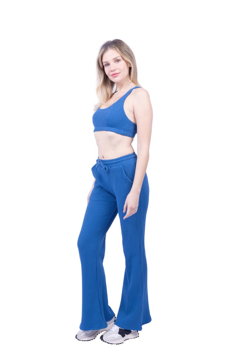 Jules Waffle Knit Organic Cotton Drawstring Pant, Alternate, color, Marine