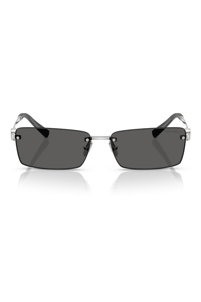 60mm Rectangular Sunglasses, Main, color, SILVER