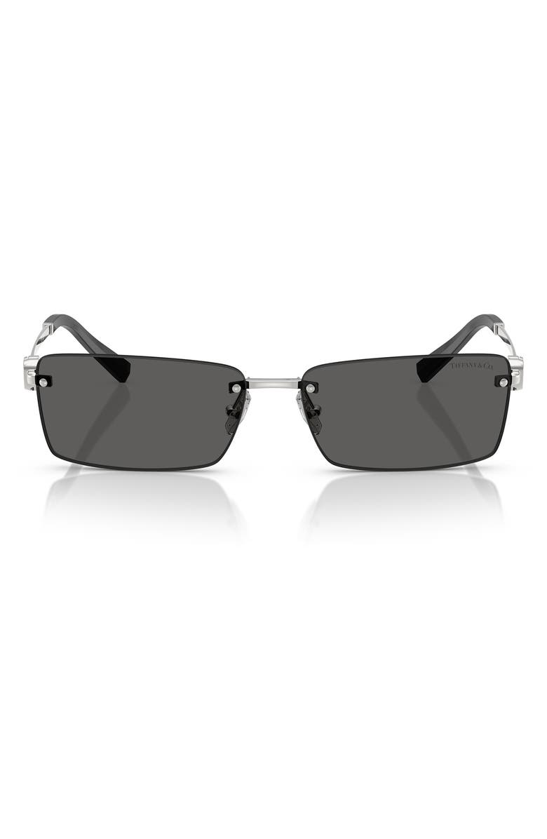 Tiffany & Co. 60mm Rectangular Sunglasses, Main, color, Silver