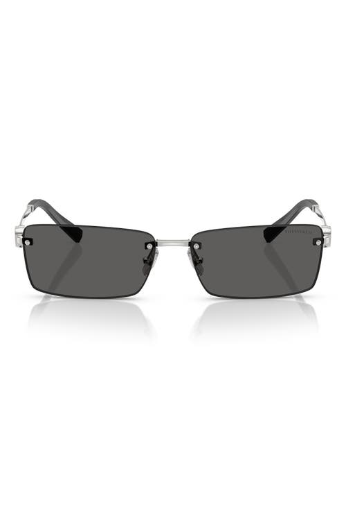 Tiffany & Co . 60mm Rectangular Sunglasses In Silver