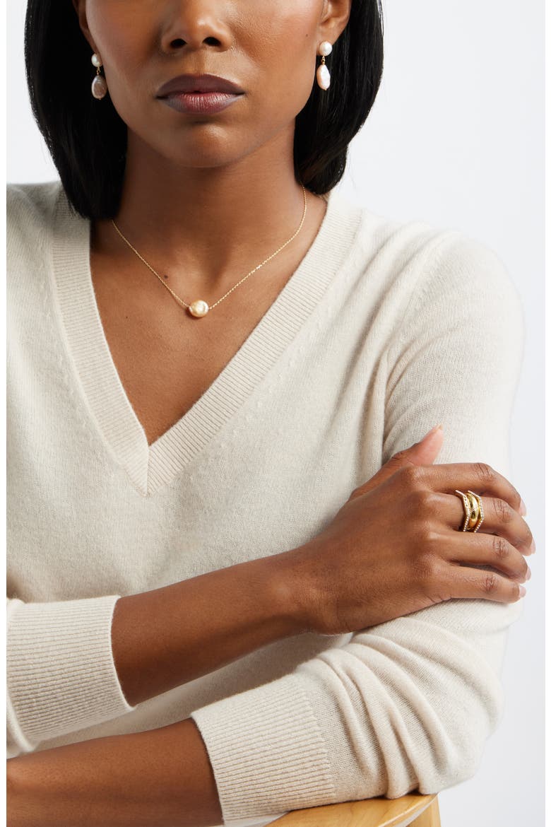 Demi Fine Baroque Pearl Pendant Necklace, Alternate, color, BLUSH- 14K GOLD PLATED