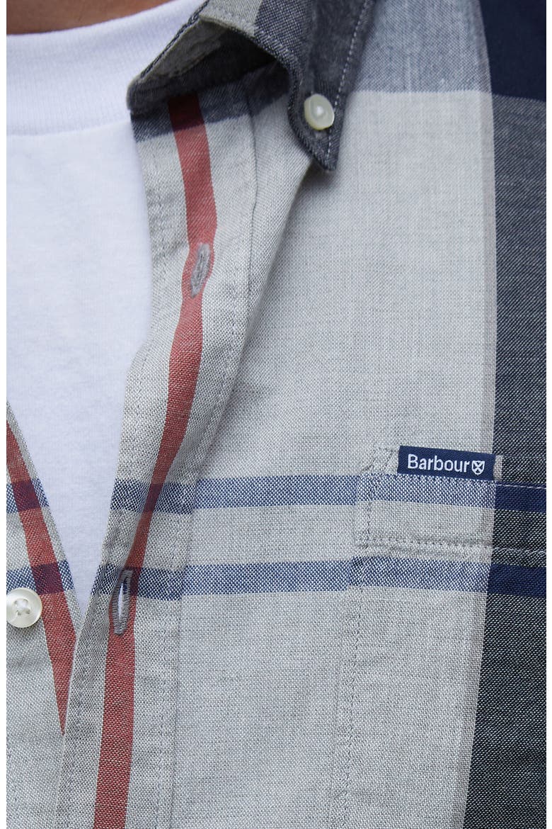 Doughill Plaid Short Sleeve Cotton & Linen Button-Down Shirt, Alternate, color, BLEACHED PINE TARTAN