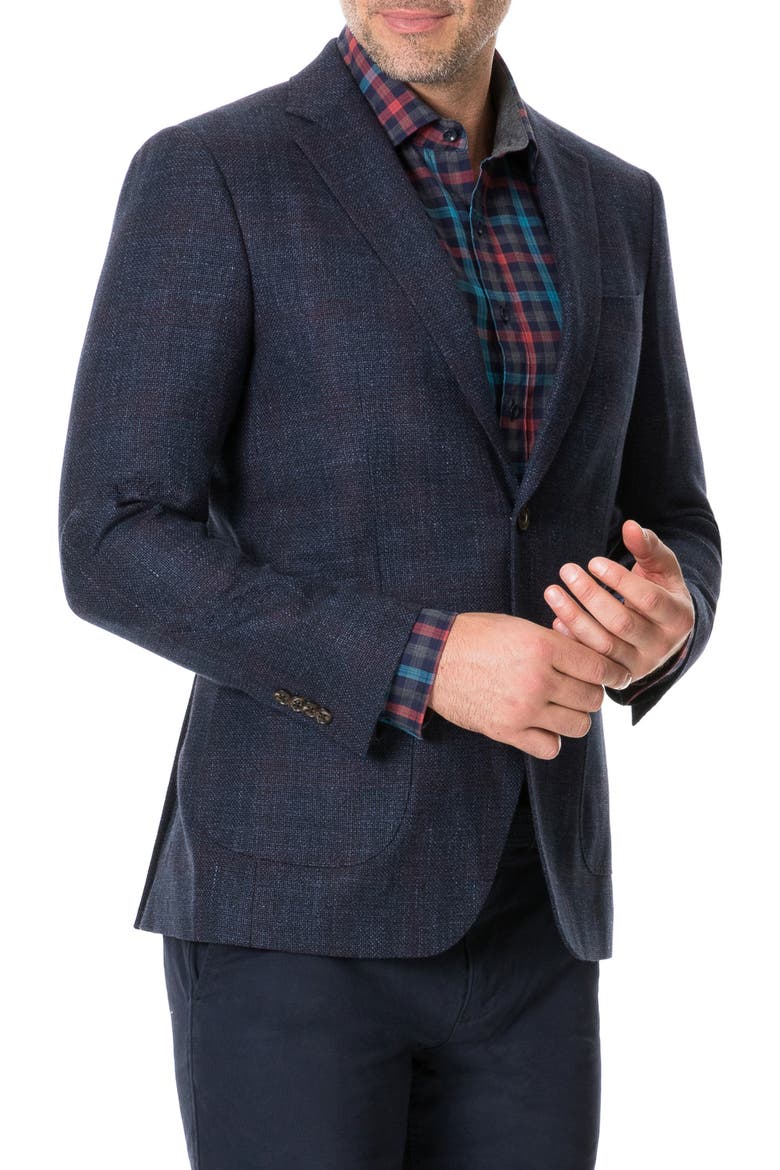 The Forks Regular Fit Check Wool & Cotton Sport Coat, Alternate, color, BLUE GRAPHITE