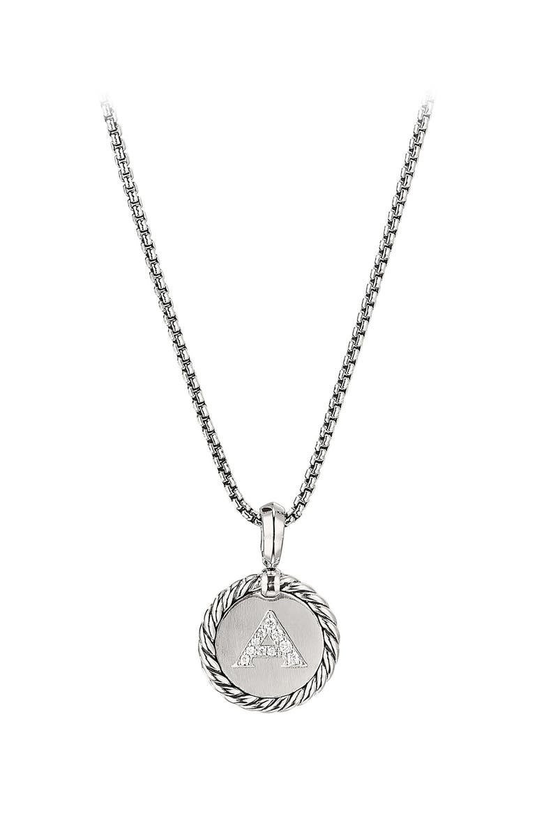 Diamond Initial Pendant, Main, color, SILVER-A