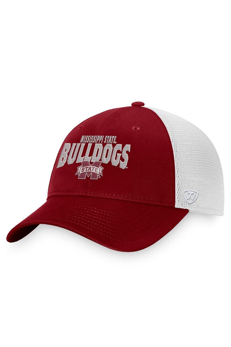 Men's Top of the World Maroon/White Mississippi State Bulldogs Breakout Trucker Snapback Hat, Main, color, Maroon