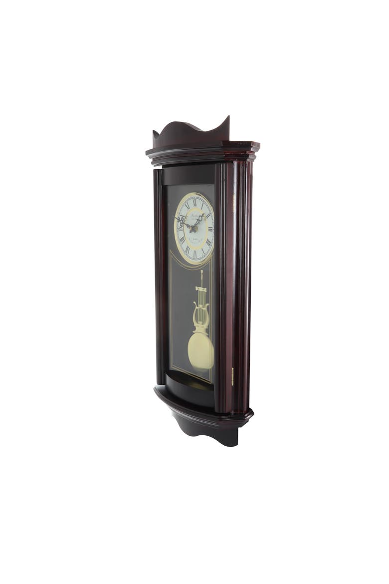 Weathered Wood 25in Wall Clock with Pendulum, Alternate, color, Chocolate