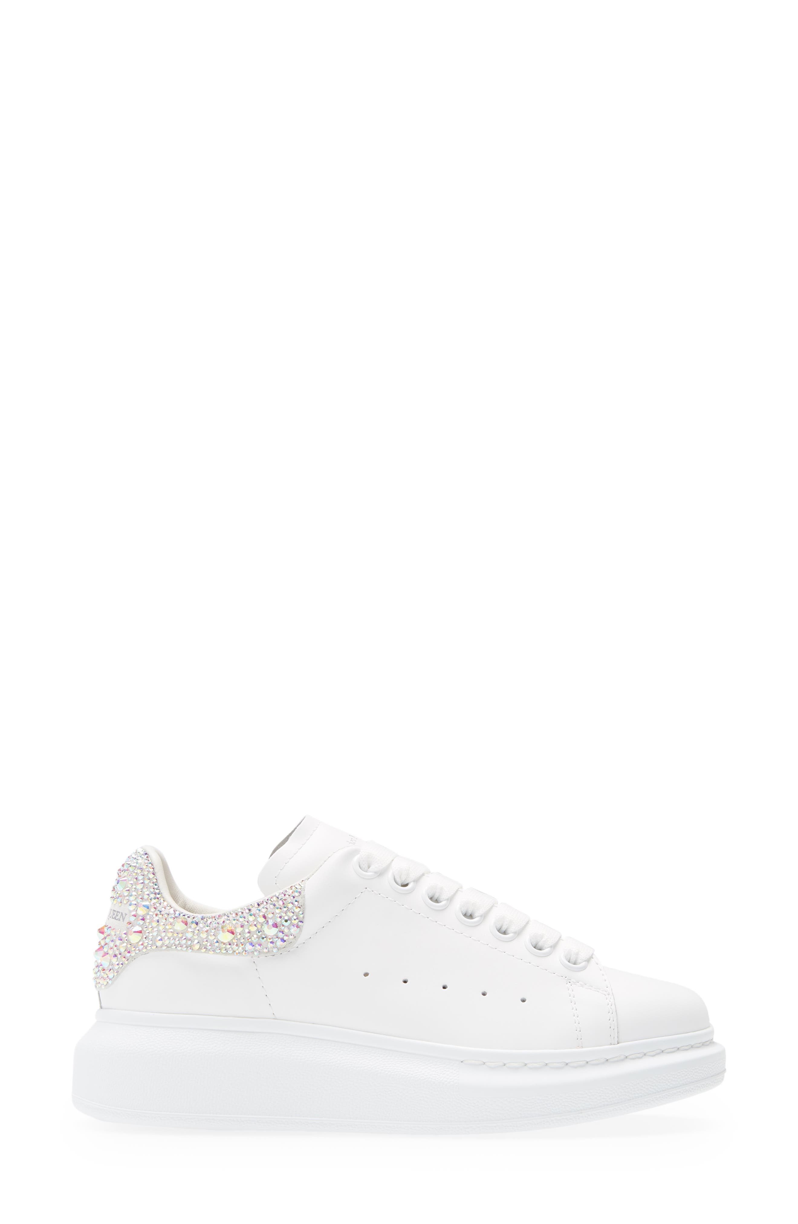 Oversized Crystal Embellished Sneaker, Alternate, color, WHITE