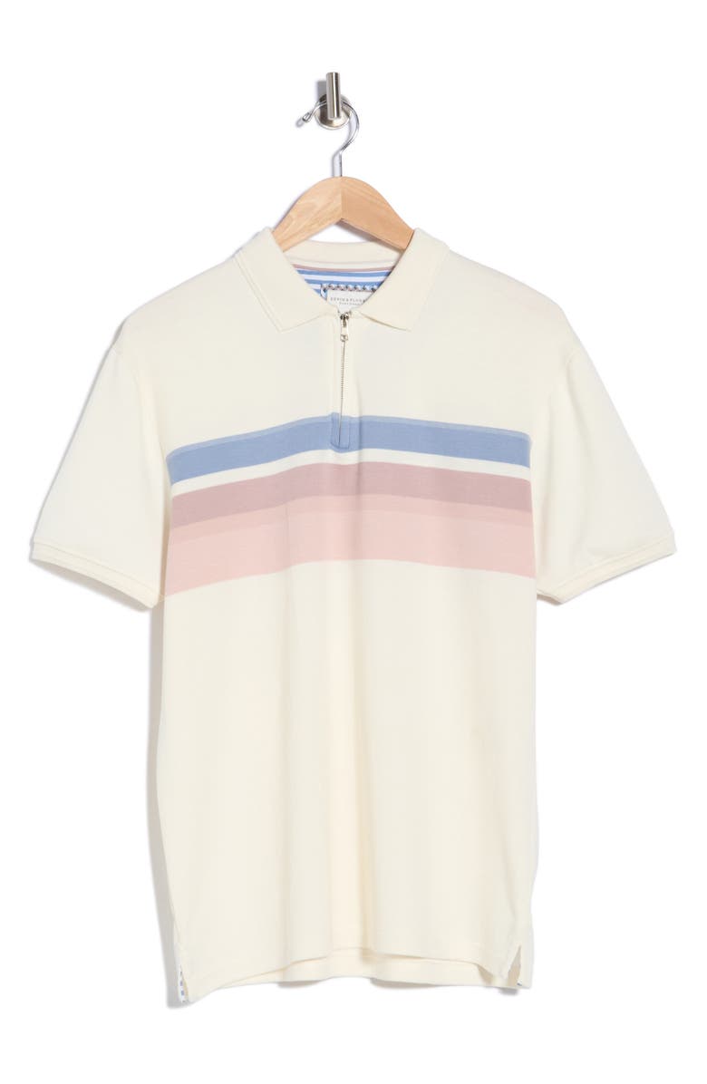 DENIM AND FLOWER Quarter Zip Polo, Main, color, Off White