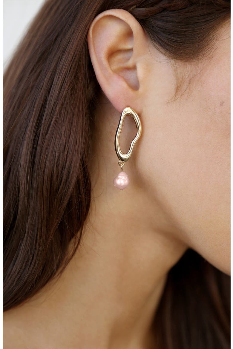 Freshwater Pearl Drop Earrings, Alternate, color, PINK