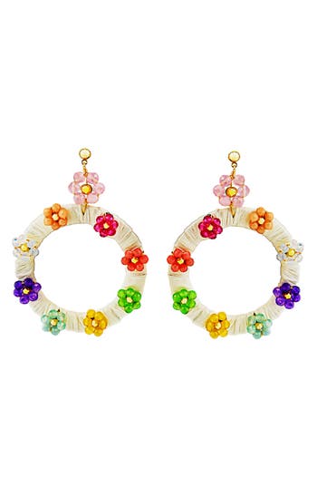 Panacea Multiflower Circle Drop Earrings In Multi
