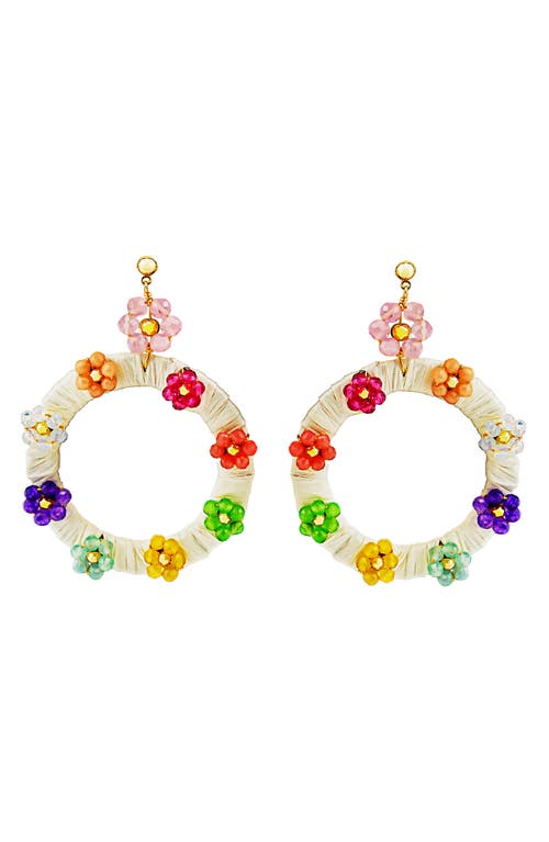 Panacea Multiflower Circle Drop Earrings In Ivory Multi