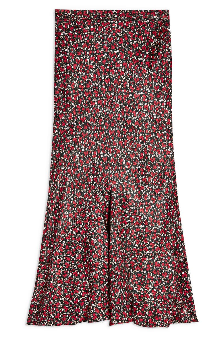 Ditsy Floral Flounce Midi Skirt, Alternate, color, RED MULTI