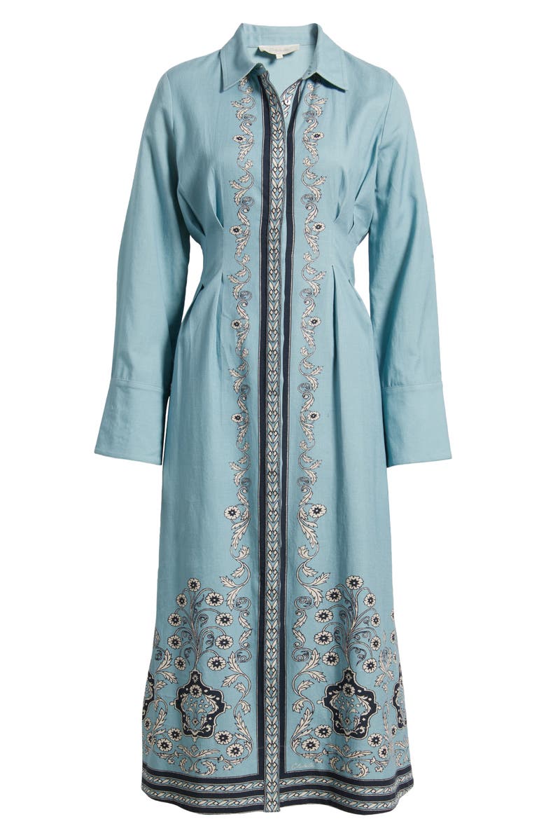 Cleobella Mirella Placed Print Long Sleeve Cotton & Linen Midi Dress, Alternate, color,