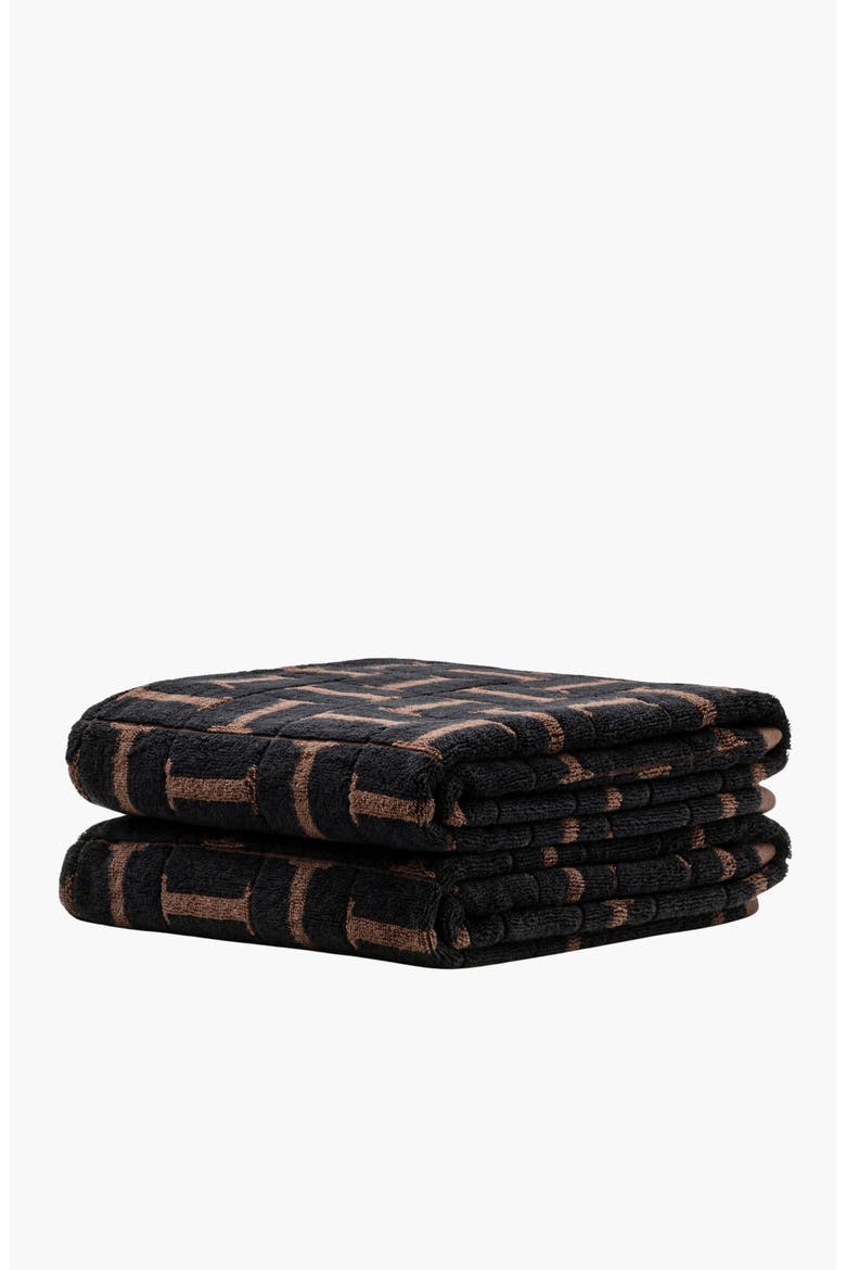 Tessera Australian Cotton Bath Towels, Alternate, color, Tobacco & Black