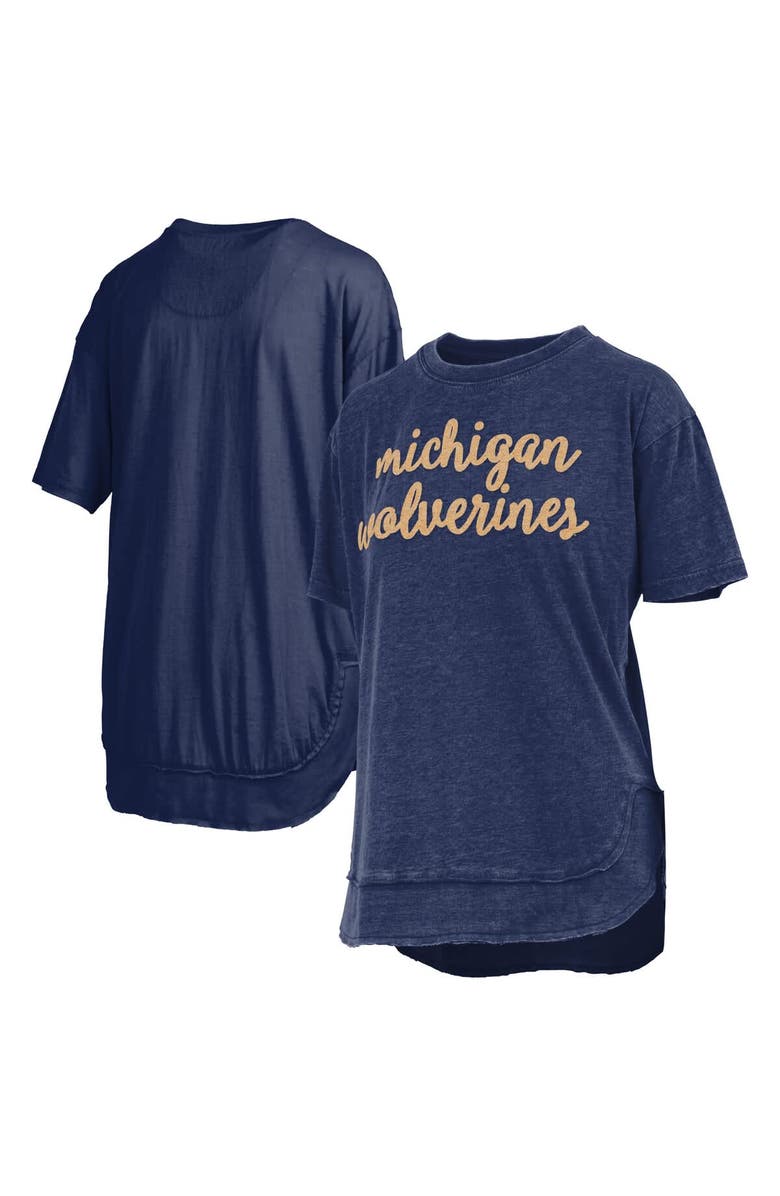 PRESSBOX Women's Pressbox Navy Michigan Wolverines Poncho T-Shirt, Alternate, color, Navy