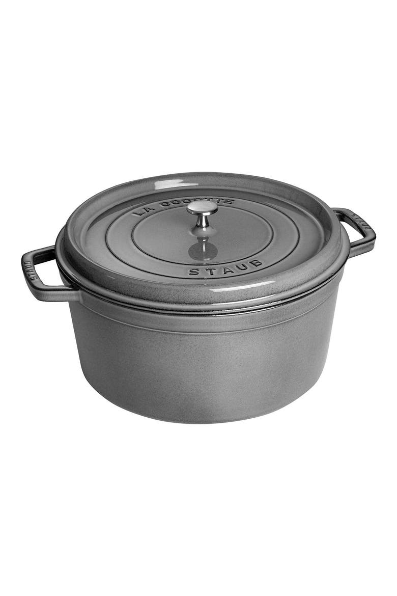 13.25-Quart Enameled Cast Iron Round Baking Dish, Main, color, GRAPHITE GREY