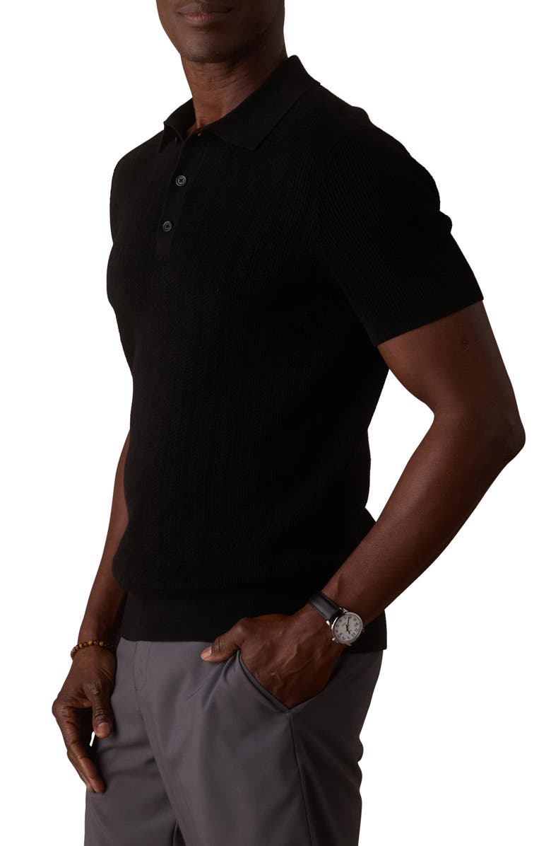 The Normal Brand Robles Textured Knit Polo, Alternate, color, Black