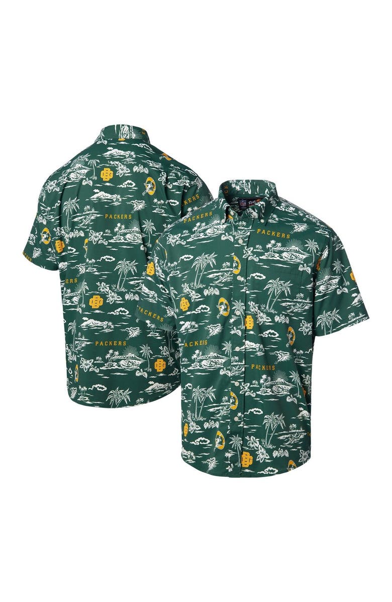 Reyn Spooner Men's Reyn Spooner Green Green Bay Packers Throwback Kekai Print Button-Up Shirt, Main, color, 