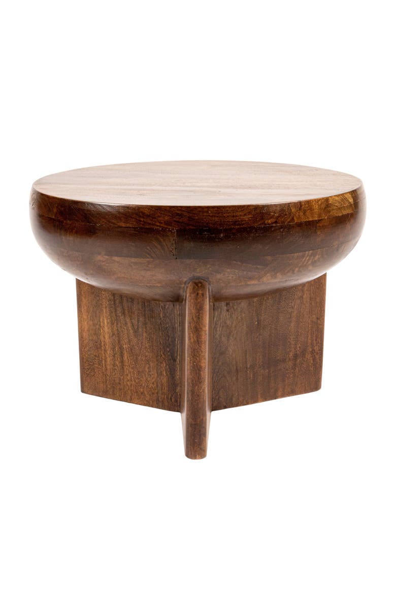Semi-Sphere End Table with Solid Legs, Alternate, color, Brown