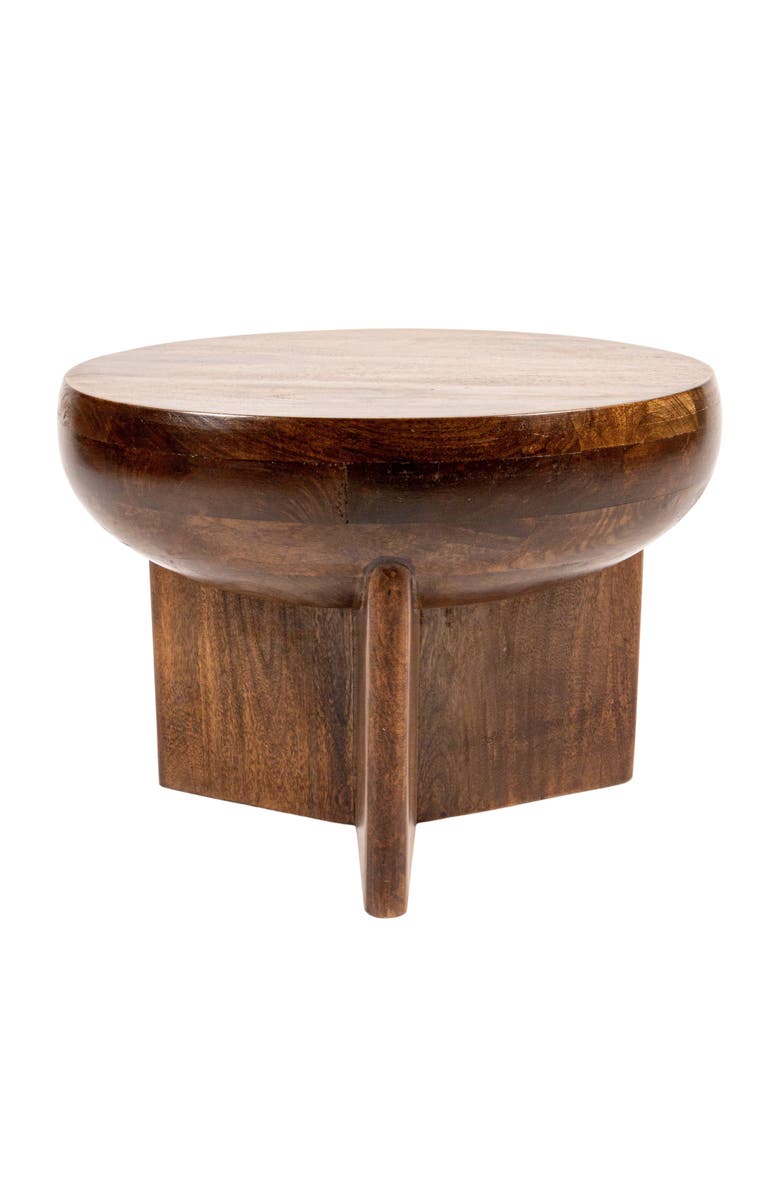 Olive Grove Semi-Sphere End Table with Solid Legs, Alternate, color, Brown