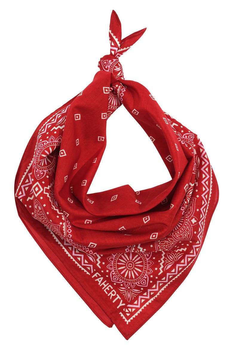 Star Geo Print Cotton Bandana, Main, color, RED