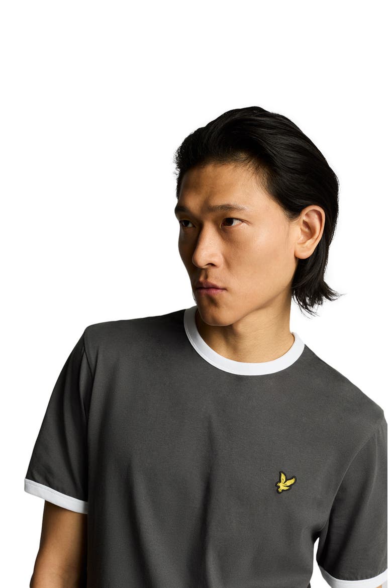 Ringer T-shirt, Alternate, color, Gunmetal/ White