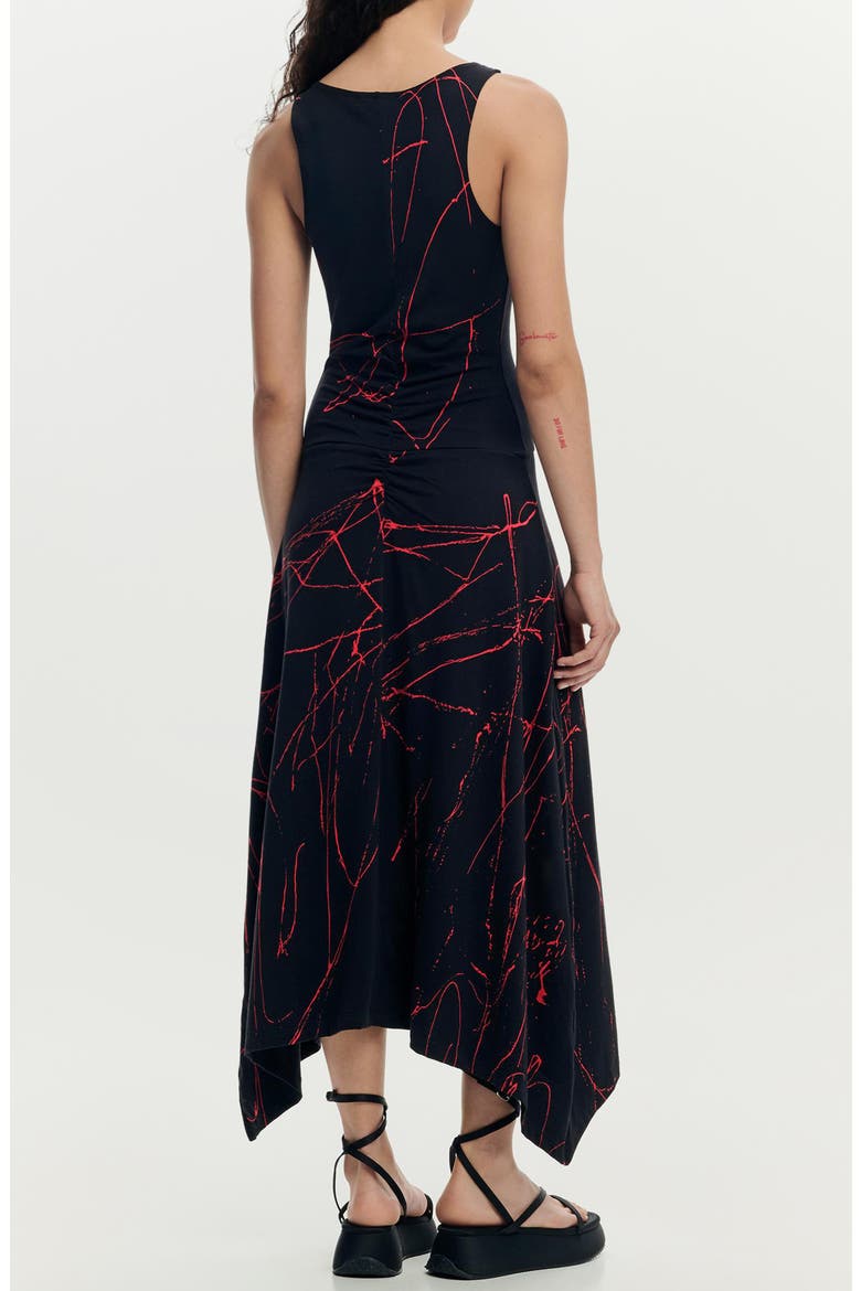 Abstract Print Sleeveless Dress, Alternate, color, BLACK