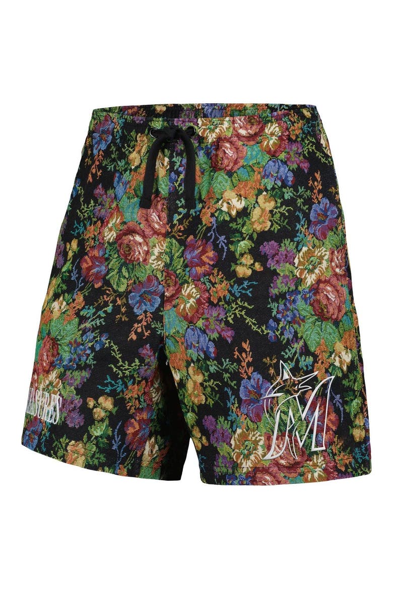 Men's PLEASURES  Black Miami Marlins Floral Shorts, Alternate, color, Black