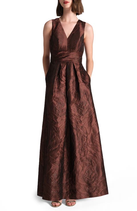 Mariah Crinkle Pleated Gown