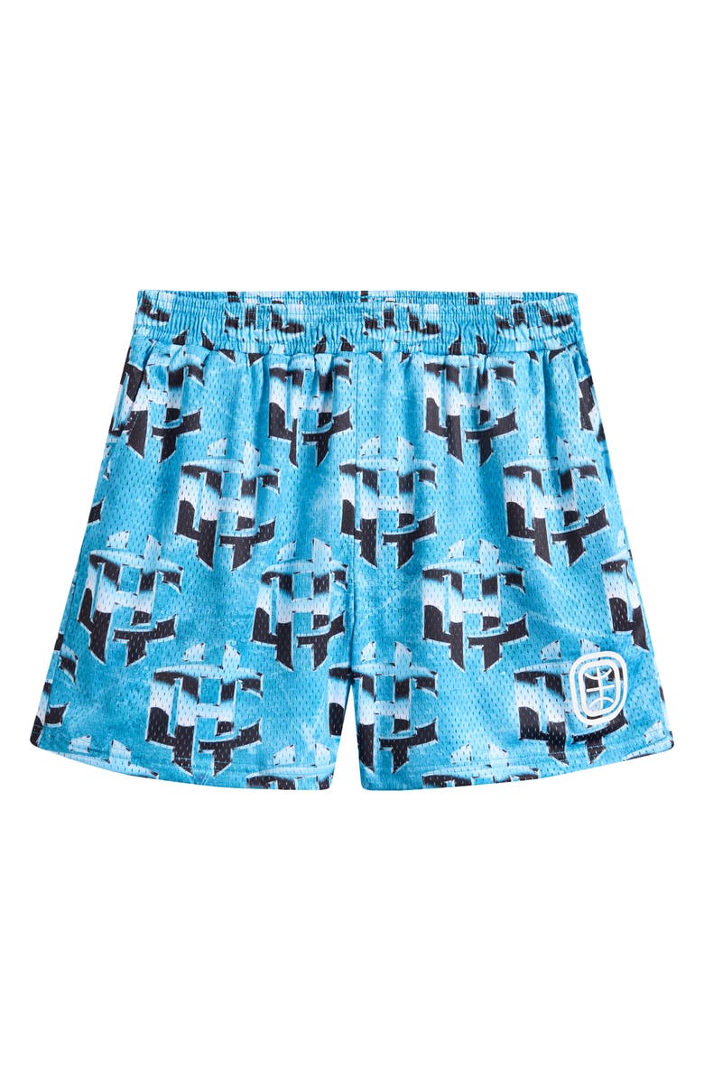 OVERTIME Cold Hearts Badge Mesh Shorts, Main, color, Blue