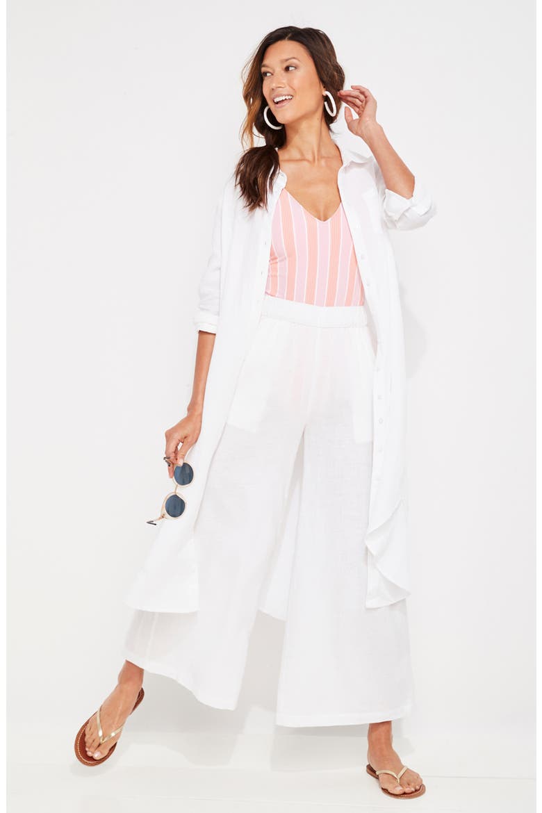 Breezy Linen Cover-Up, Alternate, color, WHITE CAP