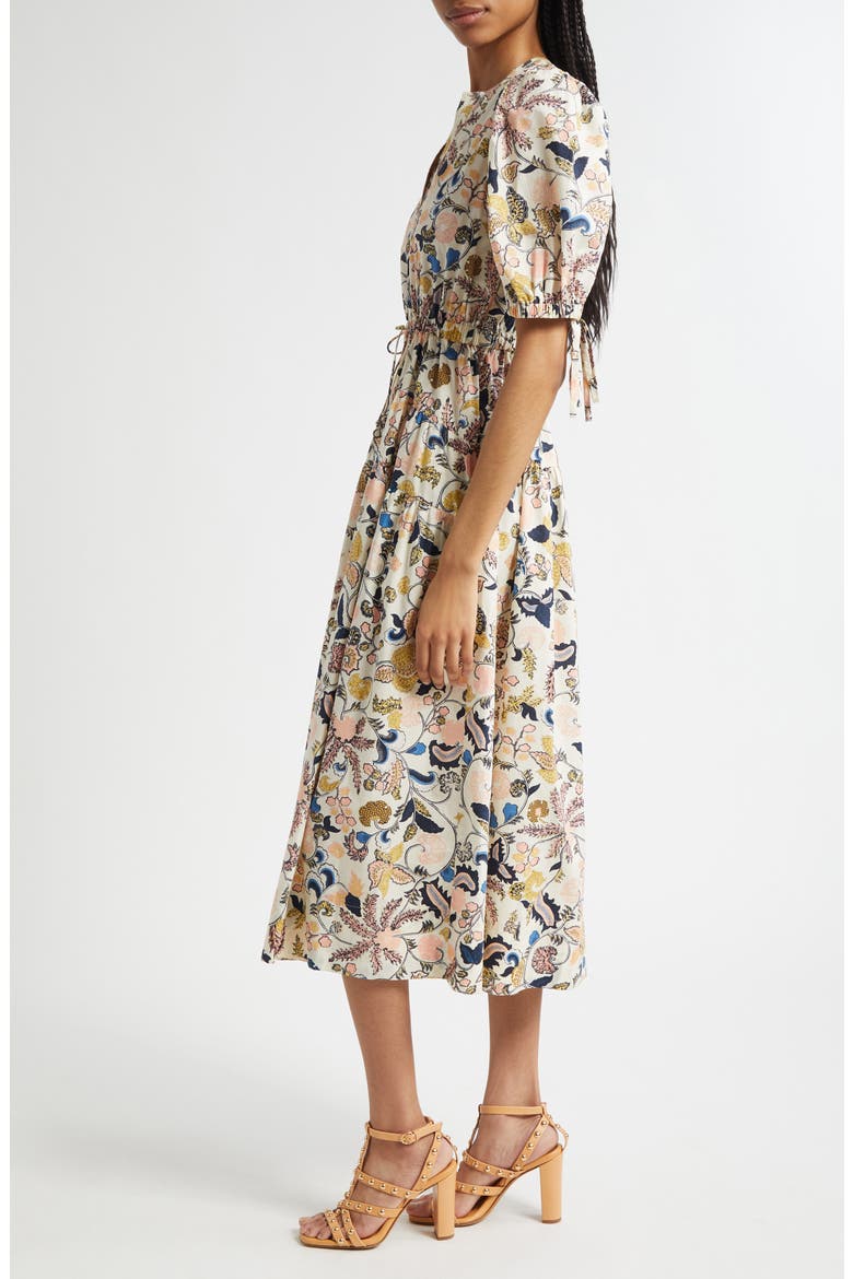 Paisley Floral Cotton Midi Dress, Alternate, color, MAGNOLIA