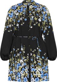 City Chic Lilliana Floral Long Sleeve Shirtdress