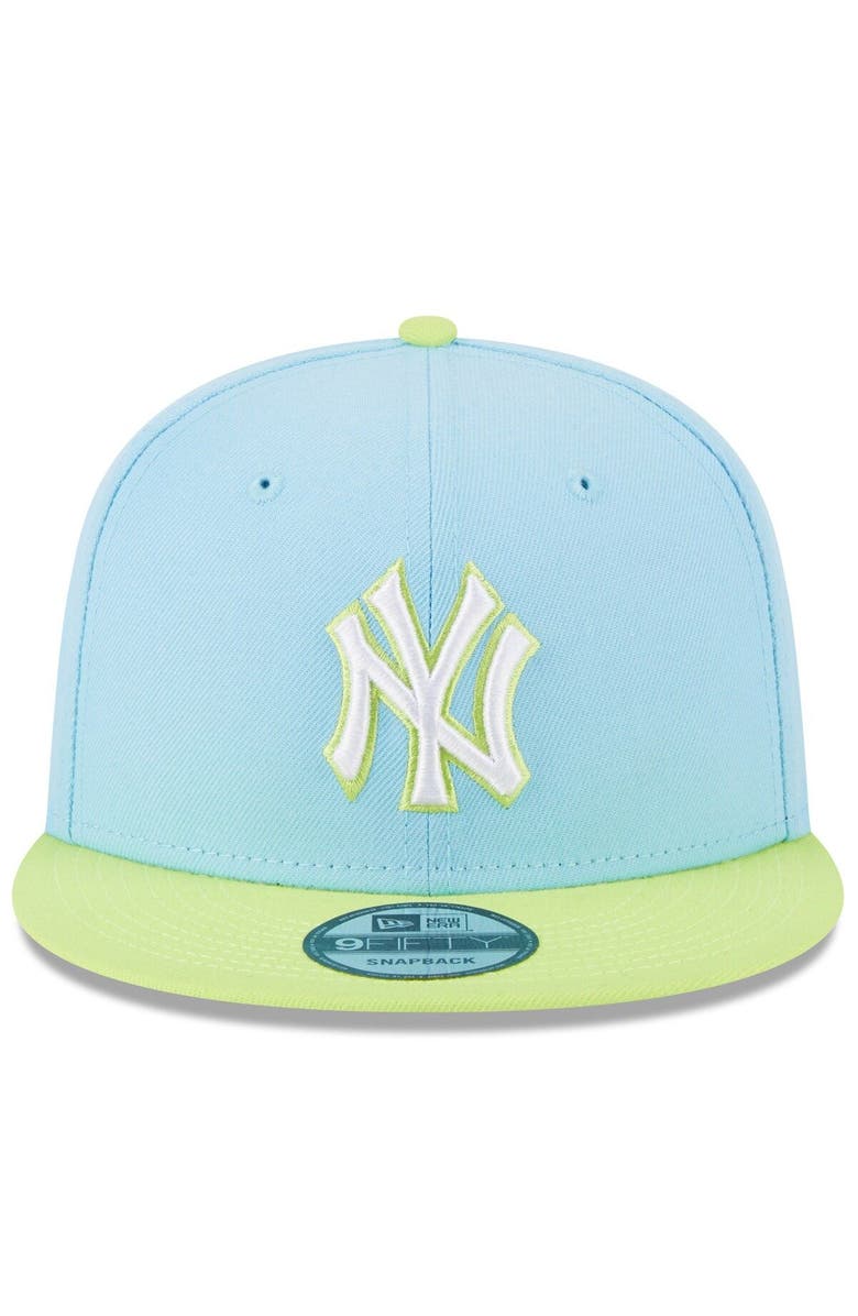 New Era Men's New Era Light Blue/Neon Green New York Yankees Spring Basic Two-Tone 9FIFTY Snapback Hat, Alternate, color, 