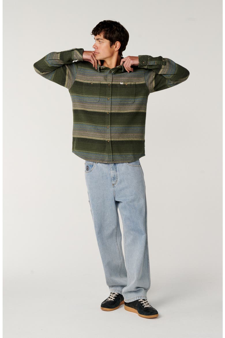 Classic Surf Baja Cotton Flannel Button-Up Shirt, Alternate, color, DARK OLIVE