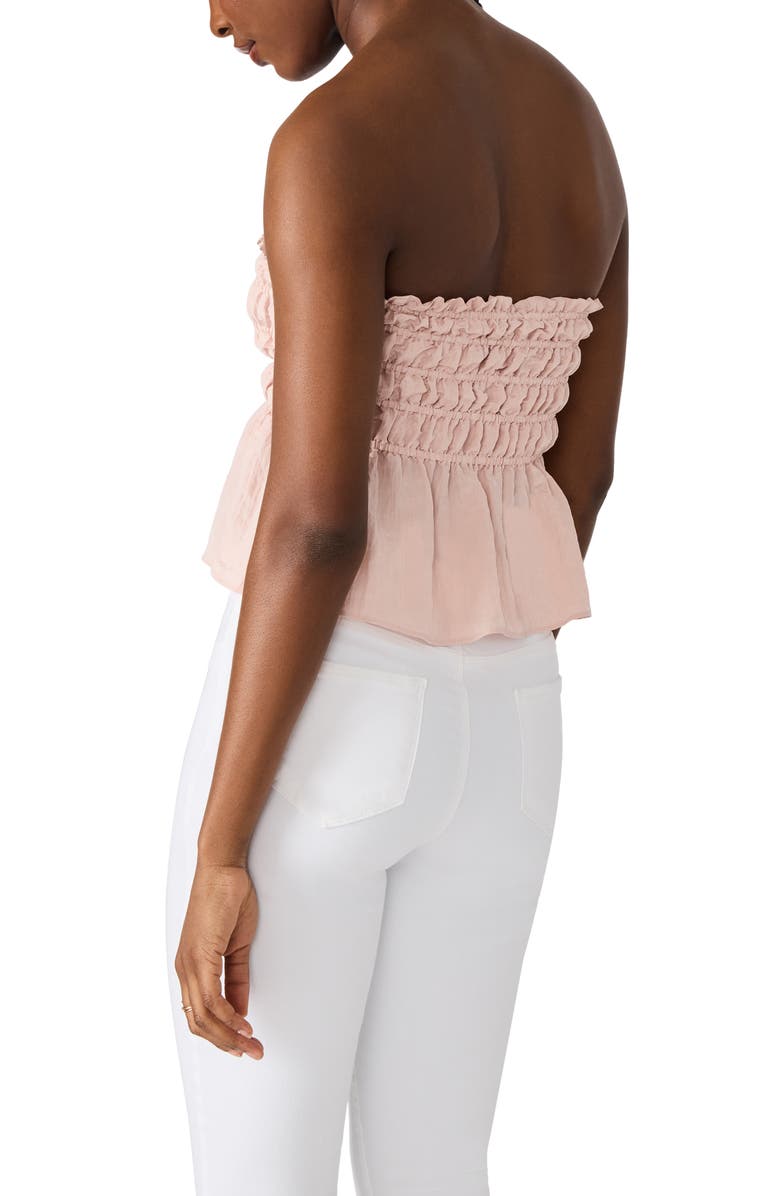 Steve Madden Cambria Strapless Smocked Peplum Top, Alternate, color, Rose Frost