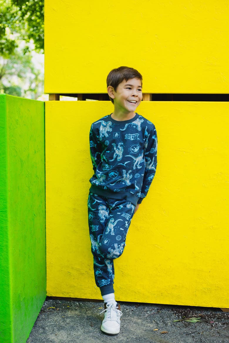 Jurassic Park Blue (Dinosaur) Sweatshirt and French Terry Pants Set, Alternate, color, Blue Raptor Navy