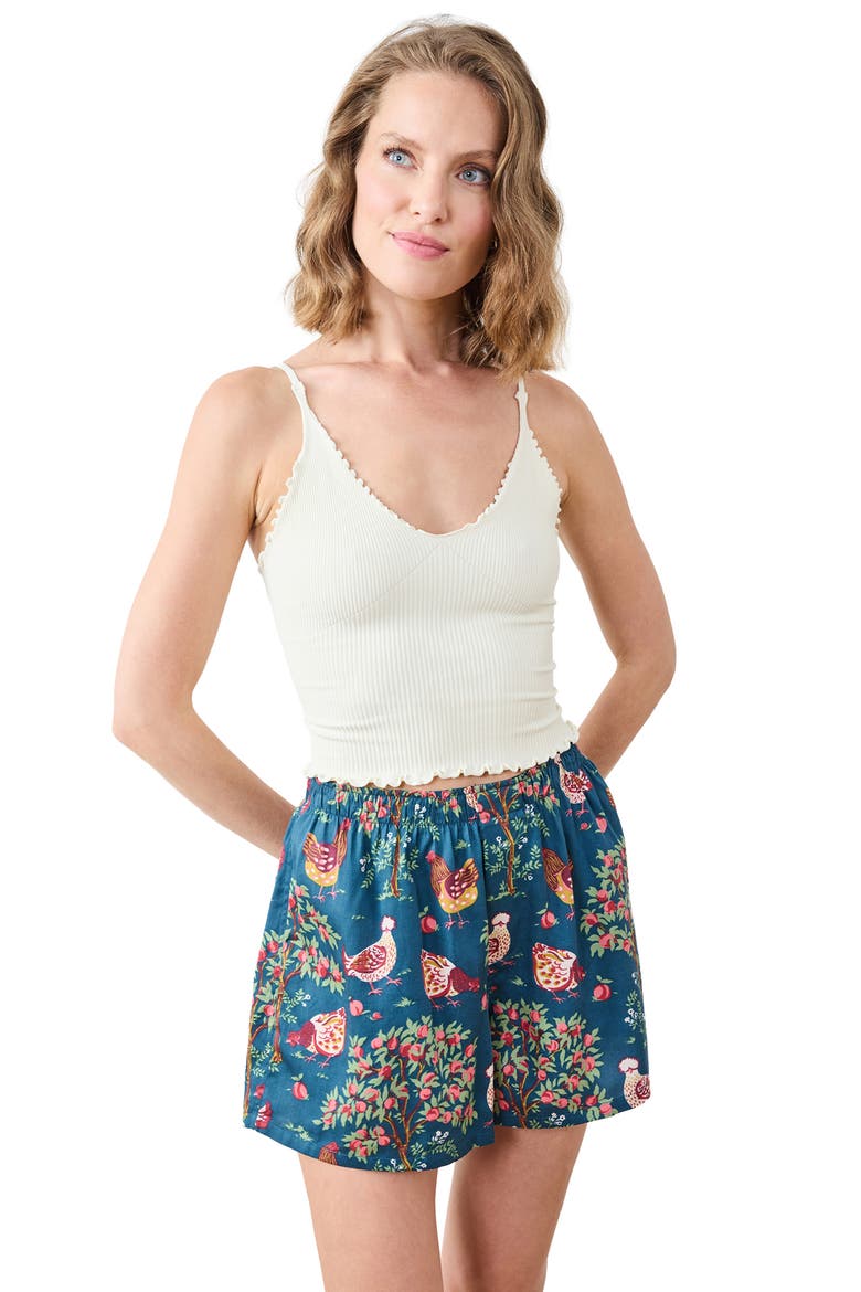 Hen House Satin Boxer Shorts, Alternate, color, NAVY