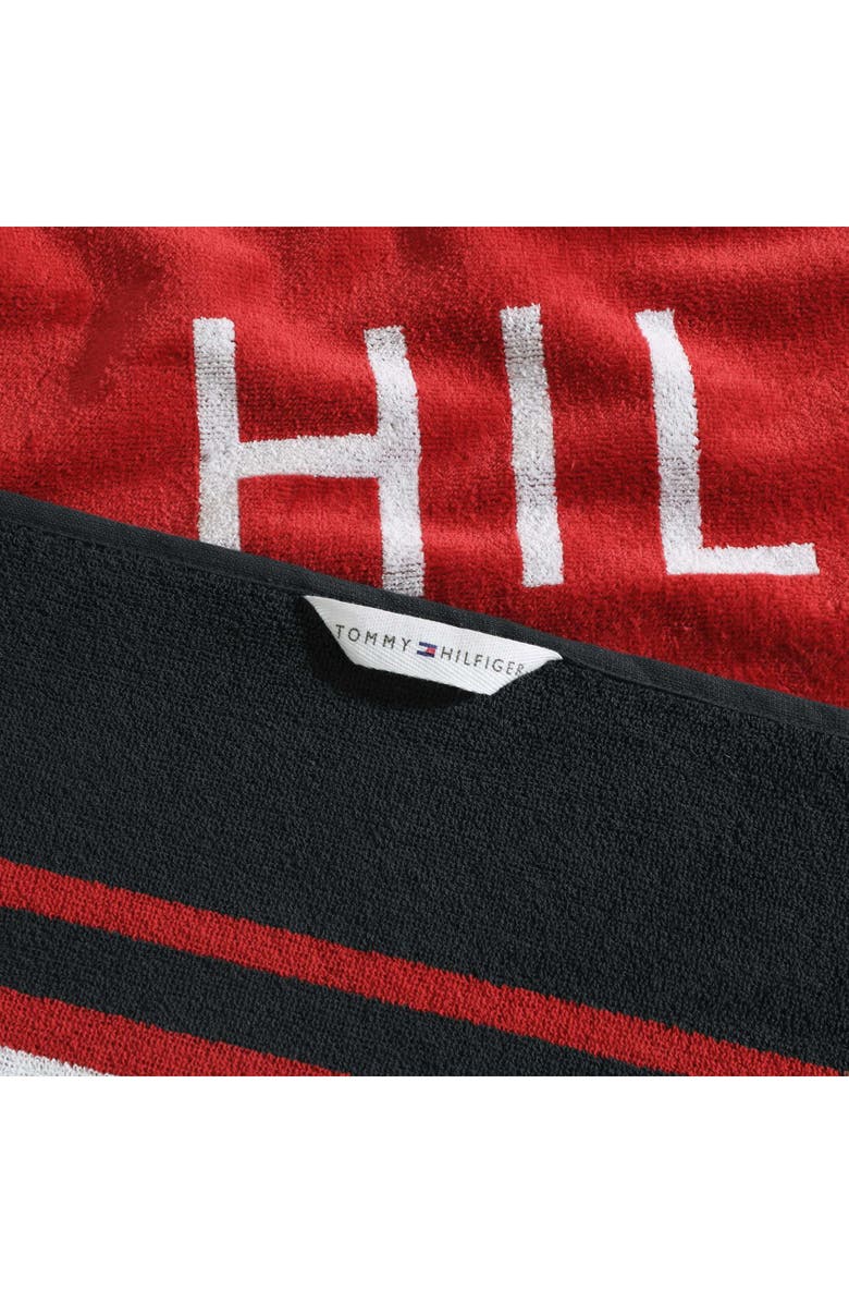 Tommy Hilfiger Hampton Stripe Beach Towel, Alternate, color, Scarlet/ White/ Midnight Blue