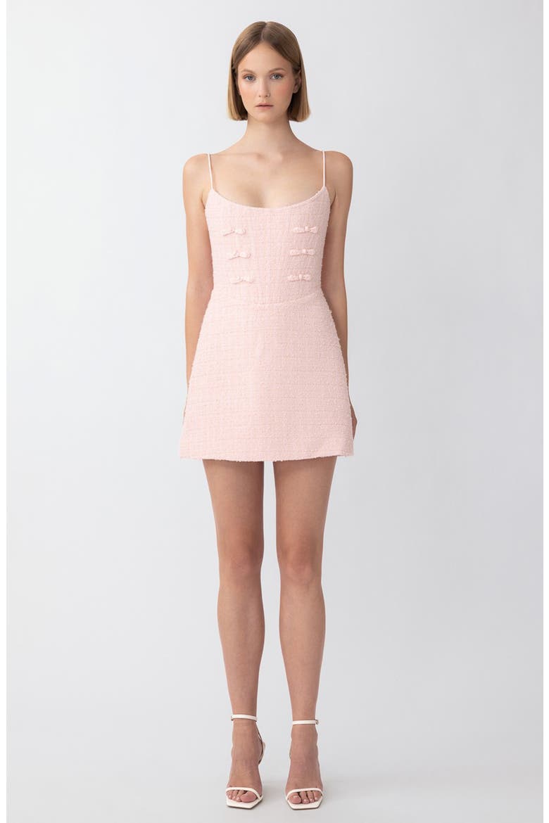 Andi Metallic Tweed Cocktail Minidress, Alternate, color, PASTEL PINK