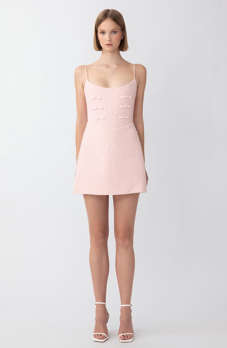 SAU LEE Andi Metallic Tweed Cocktail Minidress, Alternate, color, Pastel Pink