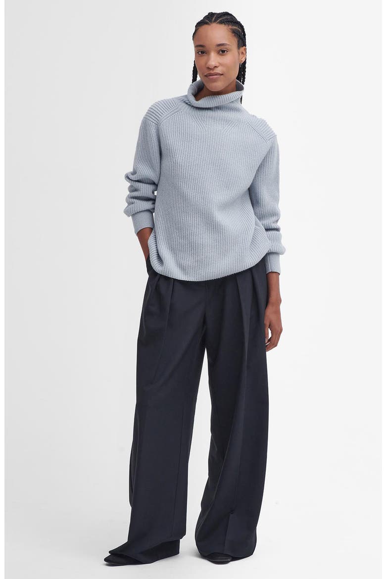 Nora Cotton & Wool Rib Funnel Neck Sweater, Alternate, color, PEARL BLUE