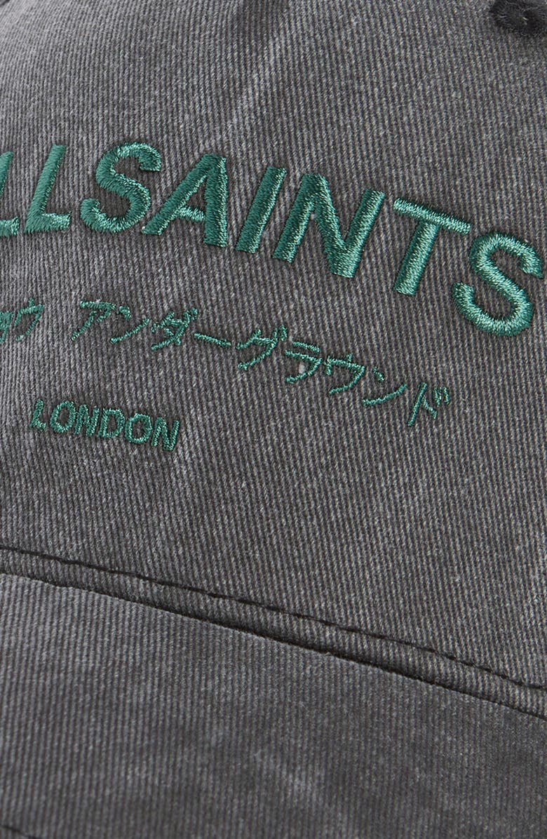 AllSaints Underground Logo Embroidered Adjustable Baseball Cap, Alternate, color,